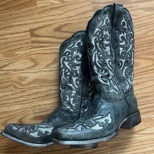 J.B. Dillon Reserve Black and Silver Western Boots
